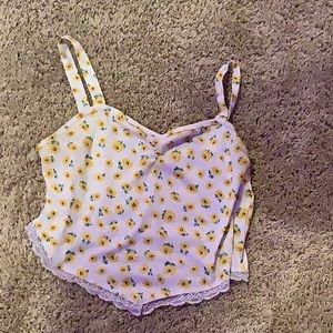 Yellow flower printed tank top